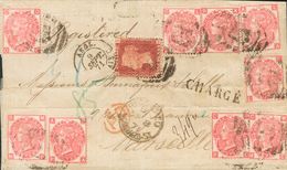 Great Britain. COVERYv 33(9), 26. 1871. 3 P Pink Plate 6, Nine Stamps And 1 P Carmine. Registered Cover LONDON To MARSEI - ...-1840 Precursori