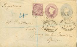Great Britain, Postal Stationery. COVERYv 73. 1899. 2 ½ P Gray Blue + 6 P Violet On Registered Postal Stationery From WA - ...-1840 Prephilately