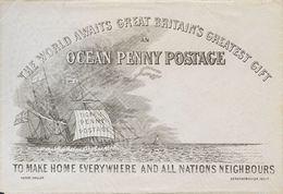 Great Britain, Postal Stationery. (*)Yv . 1840. Illustrated Envelope With Maritime Motif. OCEAN PENNY POSTAGE, Made By H - ...-1840 Voorlopers