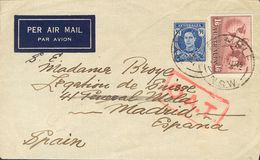 Australia, Airmail. COVERYv 6. 1945. 1/6 S Lilac Brown And 3½ P Ultramarine. PYMBLE To MADRID. On The Front Marks O.A.T. - Sonstige & Ohne Zuordnung