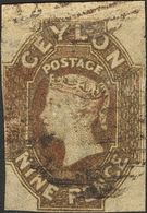 Ceylon. ºYv 7. 1857. 9 P Brown (slight Defects). BEAUTIFUL AND RARE.   Yvert 2010: 1.800 Euros -- Ceilán. ºYv 7. 1857. 9 - Autres & Non Classés
