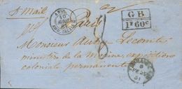 . COVER. 1861. FERNANDO POO To PARIS (FRANCE), Circulated Via London. Postmark FERNANDO POO, In Blue Of The British Post - Autres & Non Classés