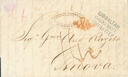 Gibraltar. COVER. 1851. GIBRALTAR To GENOVA (SARDINIA). Postmarks GIBRALTAR / SHIP LETTER, In Blue And VIA / DI MARE, In - Gibilterra