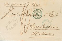 Gibraltar. COVER. 1860. GIBRALTAR To ARNHEM (HOLLAND). Small Postmark GIBRALTAR, Blue, Entry ESPAGNE / ST JEAN DE LUZ, I - Gibilterra