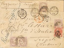 Spain. COVER92(4). 1868. 20 Cts Lilac, Four Stamps And 10 P Red Brown Great Britain. MADRID To TRIPOLI, Circulated Via F - Altri & Non Classificati