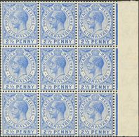 Gibraltar. **Yv 77(18). 1921. 2½ P Ultramarine, Eighteen Stamps. VERY FINE   Yvert 2010: 468 Euros -- Gibraltar. **Yv 77 - Gibilterra