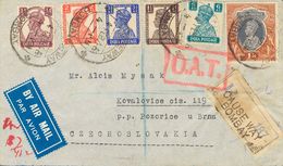 British India. COVERYv 155, 162, 166, 167, 169, 171. 1945. 1 R Brown And Slate And Various Values. Registered Airmail Fr - Jetons De Communes