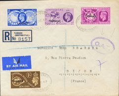 British Marocco. COVERYv . 1949. Complete Set. Registered From TANGER To DIJON (FRANCE). On The Front Marks O.A.T. (Onwa - Otros & Sin Clasificación