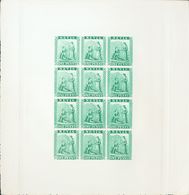 Nevis. (*)Yv 1(12). 1861. 1 P Green, Full Sheet Of Twelve Stamps. TRIAL COLOR PROOF And IMPERFORATED, On Thick Paper. VE - Sonstige & Ohne Zuordnung