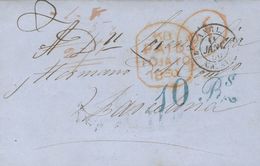 Trinidad And Tobago. COVER. 1849. TRINIDAD To BARCELONA, Addressed Via England And France. Rate "10 Rs" (real), In Blue  - Trindad & Tobago (...-1961)