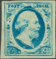 Holanda. *Yv 1. 1852. 5 Cent Blue (Plate VI Position 78) On Thin Paper (minimal Paintless Spot Front). Original Gum. VER - ...-1852 Voorlopers