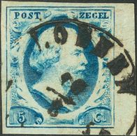 Holanda. ºYv 1. 1852. 5 Cent Blue (Plate II Position 90). LOENEN Datestamp Type B (Ey 150). VERY FINE. (NVPH 1f). -- Net - ...-1852 Vorläufer