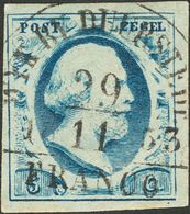 Holanda. ºYv 1. 1852. 5 Cent Blue (Plate I, Position 93). WYK BY DUURSTEDE Datestamp Type B (Ey 250). VERY FINE AND SPEC - ...-1852 Prephilately