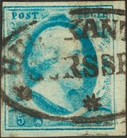 Holanda. ºYv 1. 1852. 5 Cent Light Blue (Plate V). Oval Cancel HULPKANTOOR / GORSSEL / *. FINE AND VERY RARE, NO MORE FI - ...-1852 Precursores