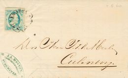 Holanda. SOBREYv 1a. 1860. 5 Cent Light Blue (Plate IV). OUDEWATER To CULEMBORG. Cancelled With OUDEWATER Datestamp Type - ...-1852 Préphilatélie