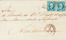 Holanda. SOBREYv 1(2). 1864. 5 Cent Blue (Plate VI) On Thin Paper, Two Stamps. THE HAGUE To AMSTERDAM. Cancelled By Fram - ...-1852 Préphilatélie