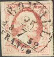 Holanda. ºYv 2. 1852. 10 Cent Carmine (Plate I). Cancelled With BOMMEL / FRANCO Datestamp Type B (Ey 125). VERY FINE. -- - ...-1852 Préphilatélie
