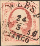 Holanda. ºYv 2. 1852. 10 Cent Red (Plate III). WEESP Datestamp Type B (Ey 300). VERY FINE. (NVPH 2e). -- Netherlands. ºY - ...-1852 Precursores