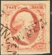 Holanda. ºYv 2. 1852. 10 Cent Red (Plate IV, Position 51). RHENEN Datestamp (Ey 250). VERY FINE. (NVPH 2g). -- Netherlan - ...-1852 Prephilately