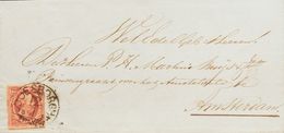 Holanda. SOBREYv 2. 1857. 10 Cent Carmine (Plate IV). DOESBORGH To AMSTERDAM. Cancelled With DOESBORGH Datestamp Type C  - ...-1852 Prephilately