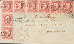 Holanda. SOBREYv . 1862. 10 Cent Pink Carmine (Plate VIII, Position 13-14, 18, 23, 27-30), Two Trips Of Four Stamps. Fro - ...-1852 Prephilately