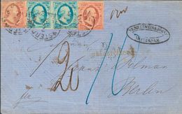 Holanda. SOBREYv 1(2), 2(2). 1859. 5 Cent Blue (Plate IV, Position 26-27), Pair And 10 Cent Red (Plate V, Position 5 And - ...-1852 Prephilately