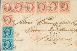 Holanda. SOBREYv 1(2), 2(7). 1864. 5 Cent Blue (Plate VI, Position 88, 93) On Thin Paper, Vertical Pair And 10 Cent Red  - ...-1852 Prephilately