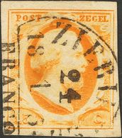 Holanda. ºYv 3. 1852. 15 Cent Dark Orange (light Stain). ZIERIKZEE Datestamp Type B (Ey 600). FINE. (NVPH 3b). -- Nether - ...-1852 Prephilately