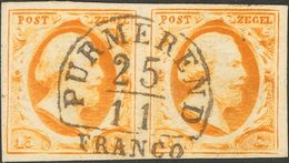 Holanda. ºYv 3(2). 1852. 15 Cent Dark Orange (Position 52-53), Pair. Neat PURMEREND Datestamp Type A (Ey 700). VERY FINE - ...-1852 Prephilately