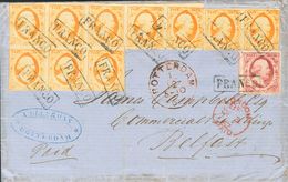 Holanda. SOBREYv . 1862. 10 Cent Pink Carmine (Plate VIII) And 15 Cent Orange, Block Of Eight And Pair. ROTTERDAM To BEL - ...-1852 Préphilatélie