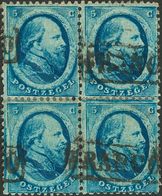 Holanda. ºYv 4. 1864. 5 Cent Blue, Block Of Four (left Right Stamp Short Perforation And Reinforced Perforation In Cente - ...-1852 Prephilately