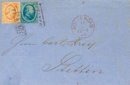 Holanda. SOBREYv 3, 4. 1865. 15 Cent Orange And 5 Cent Blue Of 1864 Issue (Utrech Print). ROTTERDAM To STETTIN (PRUSSIA, - ...-1852 Vorläufer