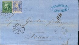 Holanda. SOBREYv . 1870. 5 Cent Blue (Type II, Perforation 13¼ X 14) And 20 Cent Dark Green (Type I, Perforation 12¾ X 1 - ...-1852 Vorläufer