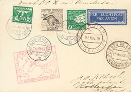 Netherlands, Airmail. COVERYv 5, 6. 1930. 75 Green Cts, 1½ G Gray And 2½ Green Cts. Postcard From AMSTERDAM To ROTTERDAM - ...-1852 Préphilatélie