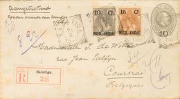 Dutch India. COVERYv 31, 33. 1900. 10 Cts On 12½ Cts Gray On Registered Postal Stationery Card SALATIGA To COURTRAI (BEL - Netherlands Indies