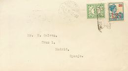 Dutch India. COVERYv 151, 160. 1931. 3 Cts Green And 12 ½ Cts Over 20 Cts Blue. RANTAU PRAPAT To MADRID. Spanish Postmar - India Holandeses