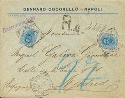 Italy. COVERYv 61(2). 1896. 25 Cts Blue, Two Stamps. Registered From NAPOLES To MADRID. VERY FINE. (Sassone 62) -- Itali - Unclassified