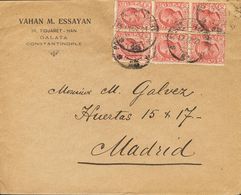 Italian Levant. COVER. 1921. 10 Cts Pink, Six Stamps Of Italy. CONSTANTINOPLA To MADRID. On Reverse Arrival. VERY FINE.  - Altri & Non Classificati