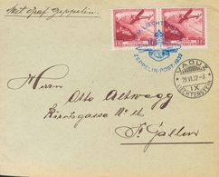 Liechtenstein, Airmail. COVERYv 6(2). 1932. 1 F Carmine, Pair. VADUZ To SAINT GALLEN. Postmark FTM. LIECHTENSTEIN / ZEPP - Other & Unclassified