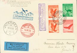 Liechtenstein, Airmail. COVERYv 10(2), 11, 13. 1935. 15 Rp Orange, Two Stamps, 20 Rp Red And 50 Rp Green. Postcard From  - Altri & Non Classificati