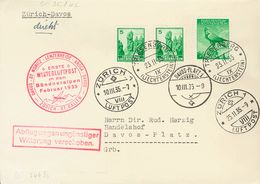 Liechtenstein, Airmail. COVERYv 13. 1935. 50 Rp Green And 5 Rp Green, Two Stamps. Air Mail From TRIESENBERG To DAVOS (SW - Sonstige & Ohne Zuordnung