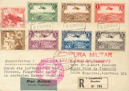 Luxembourg, Airmail. COVER1/6. 1939. Complete Set And Germany Stamps Of 3 P + 2 P And 12 P + 6 P (toned). Registered Fro - Otros & Sin Clasificación