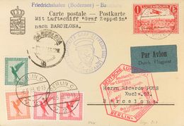 Luxembourg, Airmail. COVER3. 1933. 1 F Red And German Airmail Stamps Of 5 P, 10 P, Two Stamps And 50 P. Postcard By Graf - Otros & Sin Clasificación