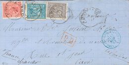 Norway. COVERYv 13, 14, 15. 1868. 3 Violet Sk, 4 Blue Sk And 8 Pink Sk. CHRISTIANIA To CAEN (FRANCE). On The Front Postm - Altri & Non Classificati