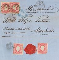 Portugal. COVERYv 40B(4). 1874. 25 Reis Pink. PERFORATED 13 ½, Four Stamps (two On The Back, One With Defect, Those Whit - Otros & Sin Clasificación