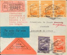 Mozambique. COVERYv 1, 2, 3(3). 1940. 10 Cts Red, 20 Cts Violet, 50 Cts Orange, Three Stamps And Label Type M / 13. Reim - Andere & Zonder Classificatie