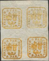 Romania. *Yv 8. 1862. 6 P Yellow, Block Of Four (unimportant Cut In An Margin That Does Not Affect The Drawing). VERY FI - Otros & Sin Clasificación