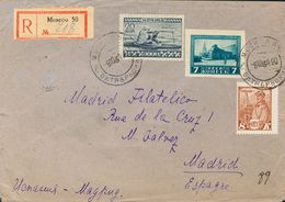 Russia. COVERYv 487, 328, 412. 1934. 20 K Blue Gray, 7 K Blue And 8 K Yellow Chestnut. Registered From MOSCU To MADRID.  - Sonstige & Ohne Zuordnung