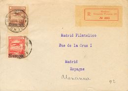 Russia, Airmail. COVERYv 16, 17. 1931. 15 K On 1 R Chestnut And 20 K On 10 R Red. Registered From MOSCU To MADRID. On Re - Altri & Non Classificati