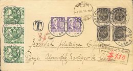 Sweden. COVERYv 247(2), 249(3), 73(4). 1938. 10 Ore Violet, Two Stamps, 5 Ore Green, Three Stamps And 1 Ore Black, Block - Sonstige & Ohne Zuordnung